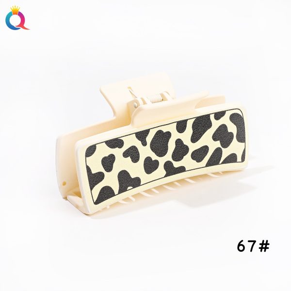 Wholesale Leather Leopard Retro Square Clip Cashew PU Shark Clip Online