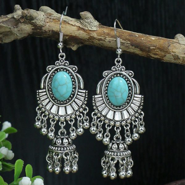 Wholesale Bohemian Fashion Teardrop Shape Vintage Long Earrings Supply