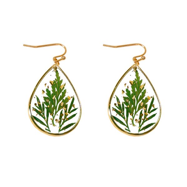 Wholesale Leaf Everlasting Flower Alloy Teardrop Earrings Online Sale