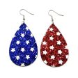 Wholesale Independence Day Five-pointed Star Glitter Asymmetric Leather Earrings For Cheap