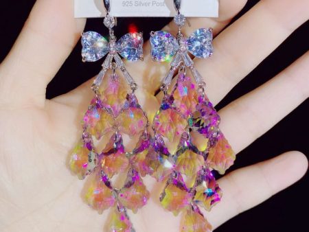 Wholesale Crystal All-match Heart Long Earrings Fashion