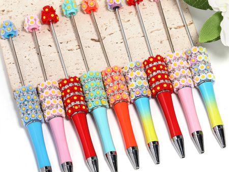 Wholesale 10pcs Beadable Pens Heavy Industry Diy Resin Multi-color Small Flower Claw Ballpoint Pen Online now