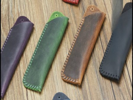 Wholesale Genuine Leather Personalized Retro Pure Handmade First Layer Cowhide Pen Holder For Cheap