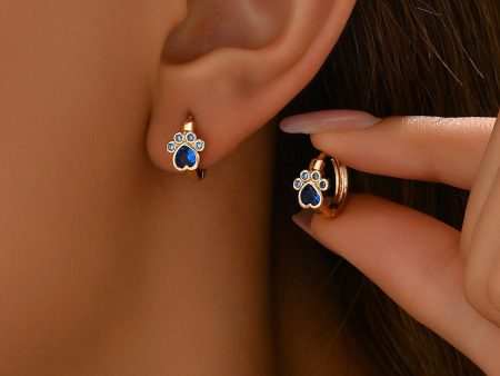 Wholesale Simple Bear Claw Inlaid Blue Diamond Copper Zircon Earrings Online Hot Sale