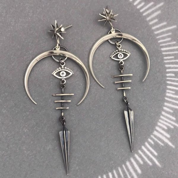 Wholesale Punk Rock Halloween Goth Devil Eyes Silver Plated Earrings Online Hot Sale