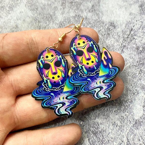 Wholesale Halloween Horror Tie Dye Printed Acrylic Earrings Cheap