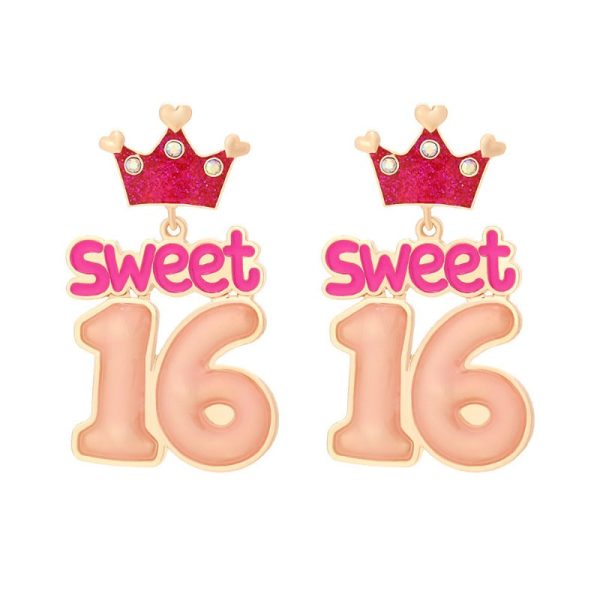 Wholesale Cartoon Enamel Crown Birthday Zinc Alloy Earrings Supply