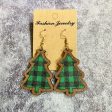 Wholesale Christmas Black and Red Plaid Christmas Tree Wooden Earrings Online