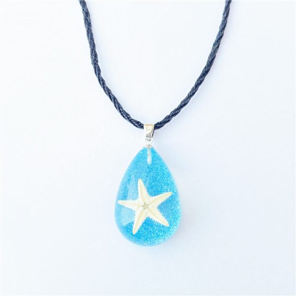 Wholesale 6pcs Natural Starfish Amber Pendant Necklace For Cheap