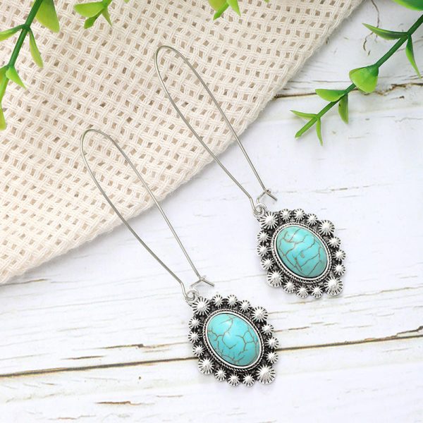 Wholesale Bohemian Metal Turquoise Drop Earrings Online Sale