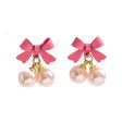 Wholesale Simple Bow Inlaid Pearl Earrings For Discount