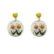 Wholesale Everlasting Flower Epoxy Yellow Flower Bud Earrings For Discount