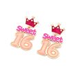 Wholesale Cartoon Enamel Crown Birthday Zinc Alloy Earrings Supply