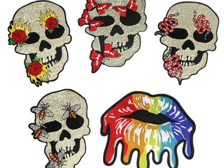 Wholesale 5pcs DIY Embroidered Big Skull Mouth Cloth Patch Hat Clothes Patch Sale