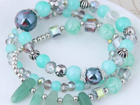 Wholesale Vintage Cat s Eye Crystal Agate Beaded Multi-layer Bracelet Online