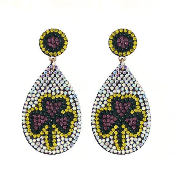 Wholesale Music Carnival Earrings Super Flash Set Rhinestone Exaggerated Hand Earrings Online now