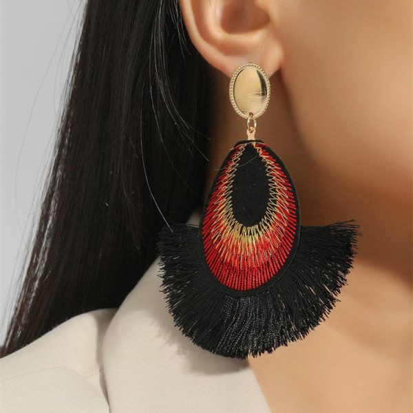 Wholesale Bohemian Peacock Feather Tassel Long Stud Earrings Online