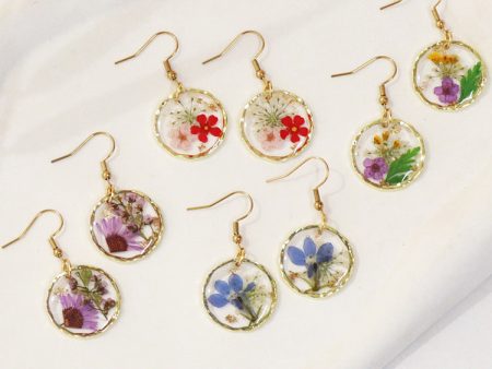 Wholesale 6pcs Monthly Handmade Epoxy Flower Series Earrings For Sale