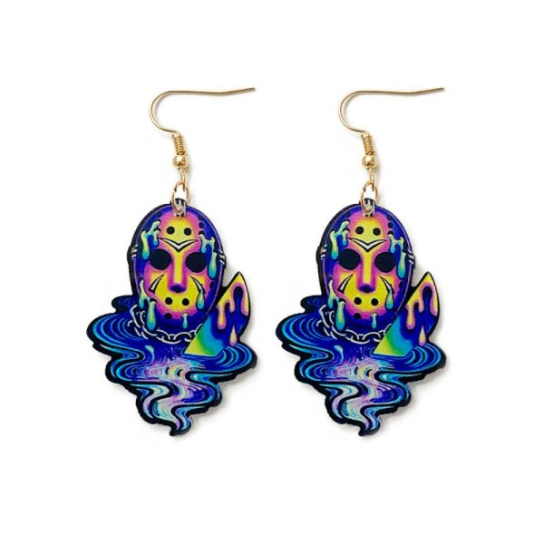 Wholesale Halloween Horror Tie Dye Printed Acrylic Earrings Cheap