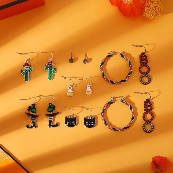 Wholesale Halloween BOO Cartoon Funny Boots Cactus Alloy Earrings Discount