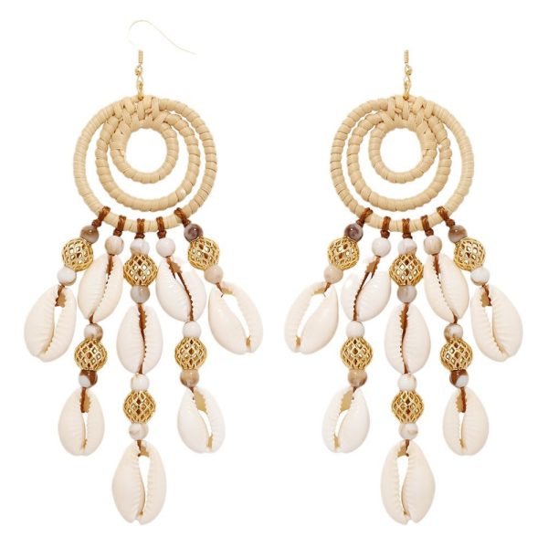 Wholesale Bohemian Shell Beads Pendant Earrings Fashion