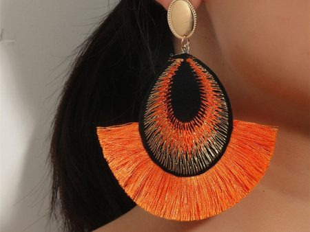 Wholesale Bohemian Peacock Feather Tassel Long Stud Earrings Online