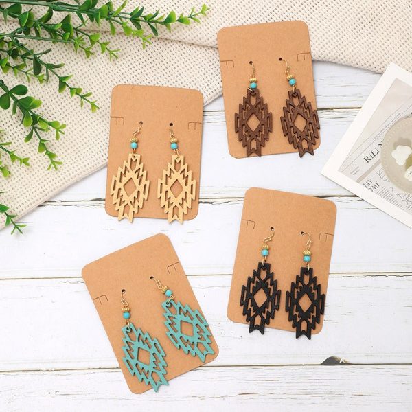 Wholesale Bohemian Hollow Wood Diamond Earrings Online