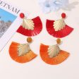 Wholesale Bohemian Fan Shape Long Tassel Vintage Ripple Earrings Hot on Sale