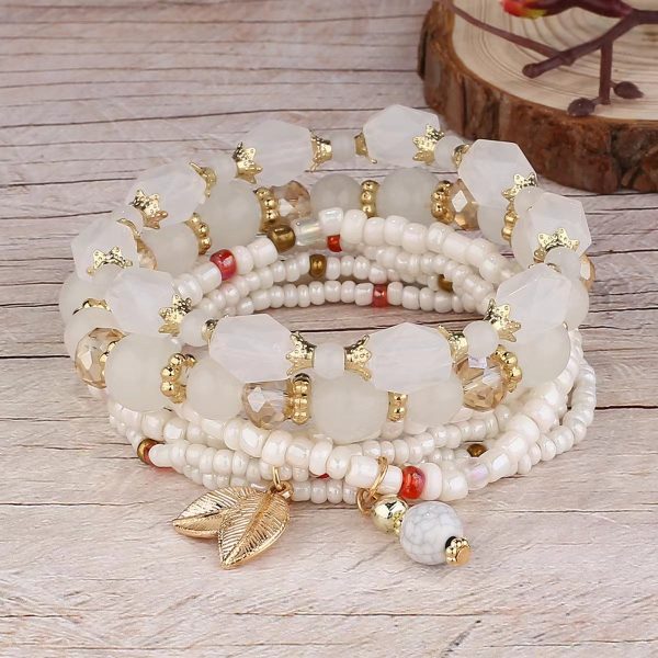 Wholesale Bohemian Crystal Fashion Elastic Multi-layer Beaded Bracelet on Sale