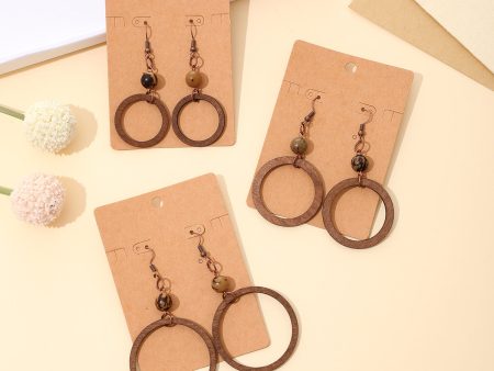 Wholesale Geometric Exaggerated Hollow Round Wooden Earrings Hot on Sale