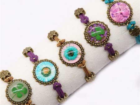 Wholesale 12pcs Epoxy Resin Vintage Dried Flower Luminous Bracelet For Cheap