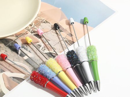 Wholesale 10pcs Beadable Pens Heavy Duty Full Diamond DIY Hand-twisted Ballpoint Pen on Sale