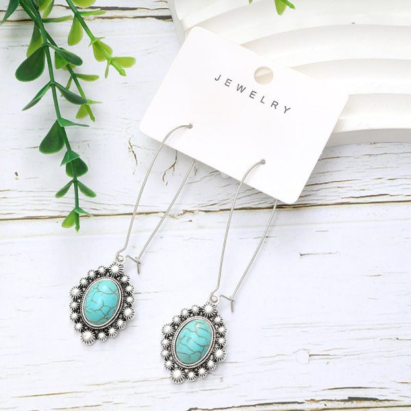 Wholesale Bohemian Metal Turquoise Drop Earrings Online Sale