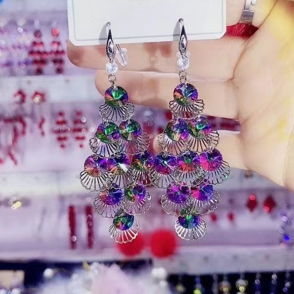 Wholesale Crystal Vintage Tassel Long Earrings Supply