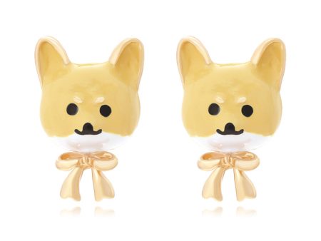 Wholesale Cartoon Enamel Bow Puppy Zinc Alloy Earrings Discount