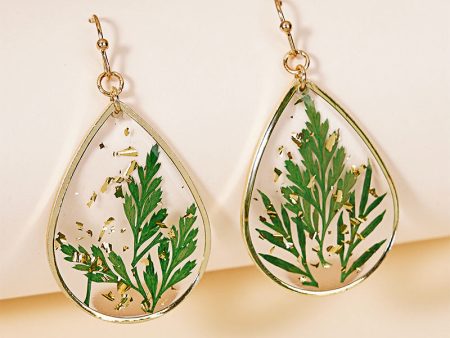 Wholesale Leaf Everlasting Flower Alloy Teardrop Earrings Online Sale