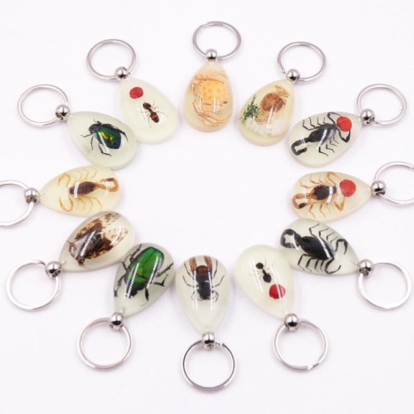 Wholesale 6pcs Luminous Insects Epoxy Resin Keychain For Sale