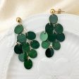 Wholesale Natural Shell Hand-stitched Dark Green Disc Mesh Tassel Earrings on Sale