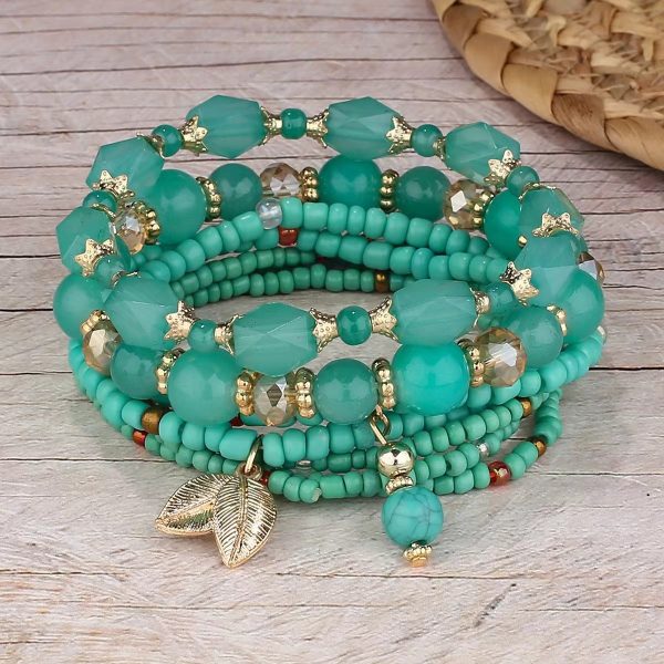 Wholesale Bohemian Crystal Fashion Elastic Multi-layer Beaded Bracelet on Sale