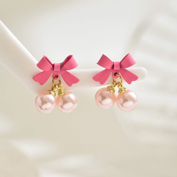 Wholesale Simple Bow Inlaid Pearl Earrings For Discount