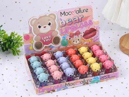 Wholesale 24pcs Cute Bear Key Pendant Sequin Color Changing Lip Glaze Sale