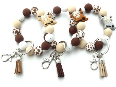 Wholesale Yak Silicone Beads Wooden Beads Tassel Bracelet Keychain Supply