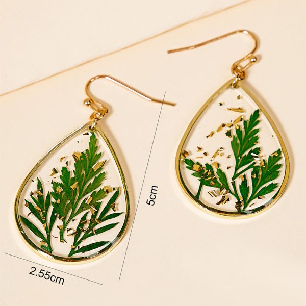 Wholesale Leaf Everlasting Flower Alloy Teardrop Earrings Online Sale