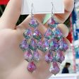 Wholesale Crystal Exaggerated Long Purple Tassel Earrings Supply