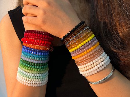 Wholesale 36 Pieces of Crystal Bracelet Set Bohemian Fold Wear 6mm Elastic Bracelet Supply