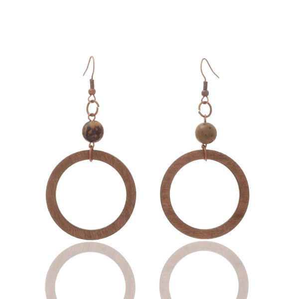 Wholesale Geometric Exaggerated Hollow Round Wooden Earrings Hot on Sale