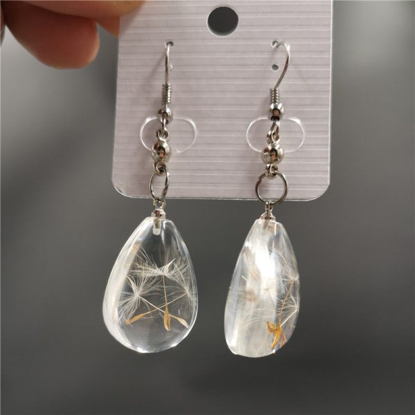 Wholesale 6pcs Resin Drip Dandelion Dried Flower Earrings For Discount