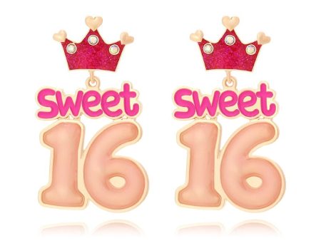 Wholesale Cartoon Enamel Crown Birthday Zinc Alloy Earrings Supply