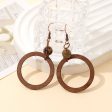 Wholesale Geometric Exaggerated Hollow Round Wooden Earrings Hot on Sale