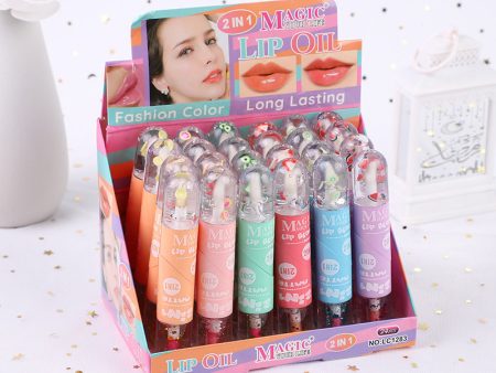 Wholesale 24pcs Double-ended 2-in-1 Love Moisturizing Lip Gloss Online Sale